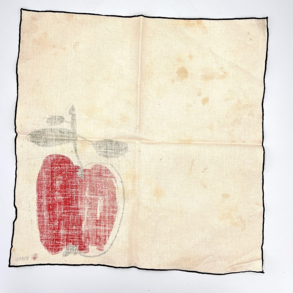Vintage Vera Neumann Red Apple Linen‎ Cotton napkins Set of 4 - Picture 6 of 12